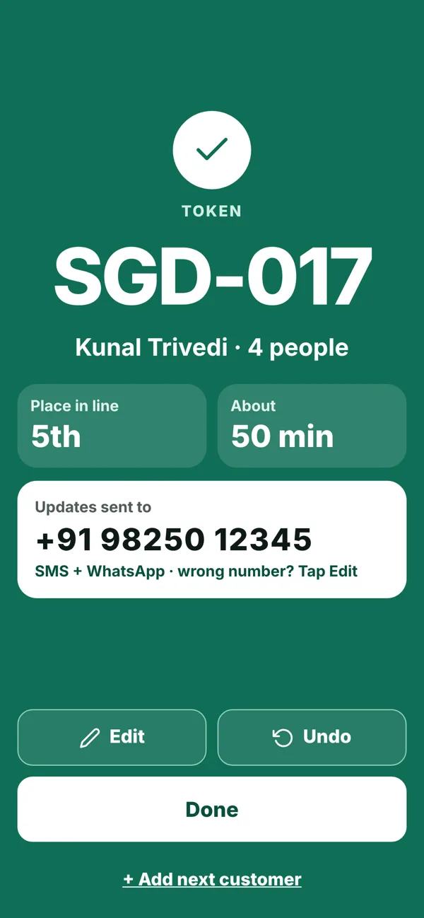 Token SGD-017 created, 5th in line, about 50 minutes